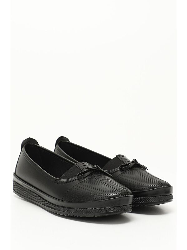 SİYAH Yuvarlak Burun Fiyonklu Kadın Günlük Ayakkabı 42342 - Görsel 3