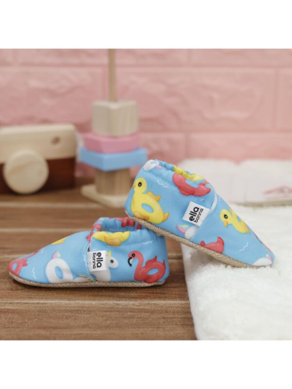 Desenli Bebek Patiği, Kaydırmaz Taban, Ev Kreş Ayakkabısı Panduf - Görsel 8
