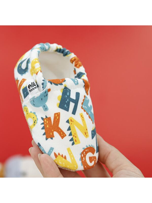 Desenli Bebek Patiği, Kaydırmaz Taban, Ev Kreş Ayakkabısı Panduf - Görsel 6