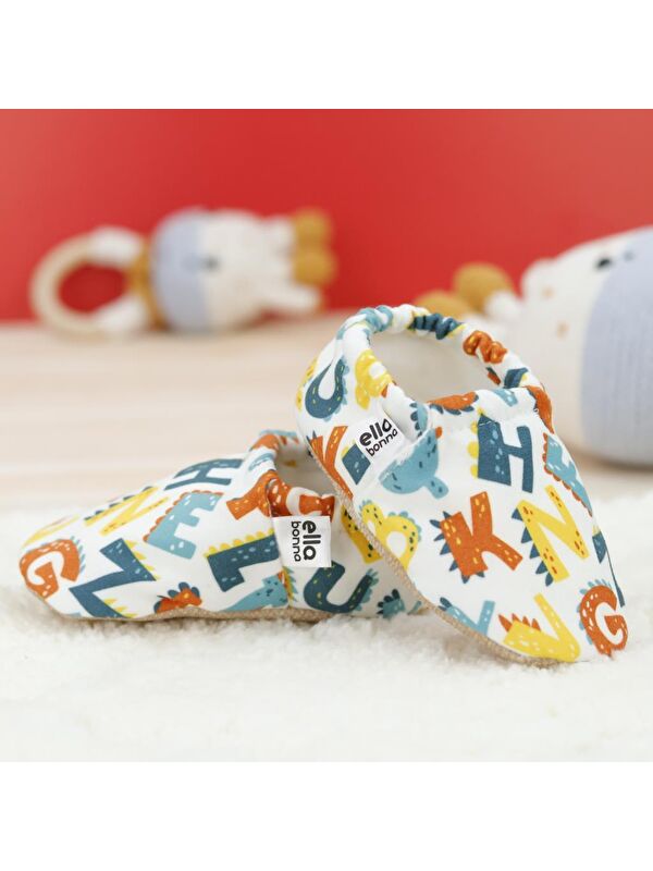 Desenli Bebek Patiği, Kaydırmaz Taban, Ev Kreş Ayakkabısı Panduf - Görsel 7