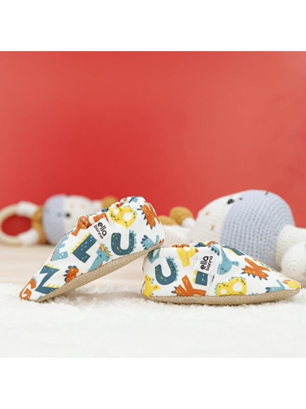 Desenli Bebek Patiği, Kaydırmaz Taban, Ev Kreş Ayakkabısı Panduf - Görsel 8