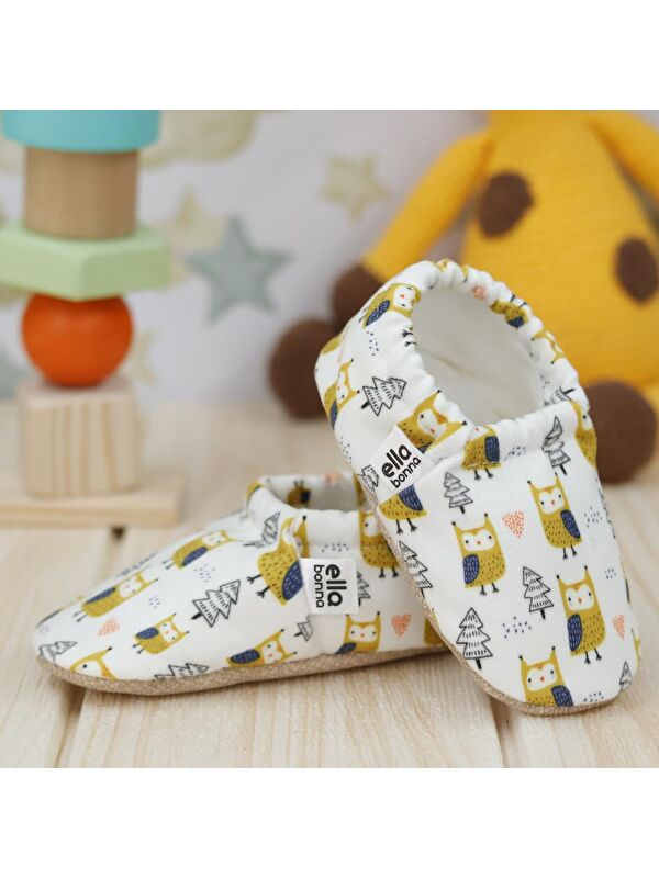 Desenli Bebek Patiği, Kaydırmaz Taban, Ev Kreş Ayakkabısı Panduf - Görsel 7