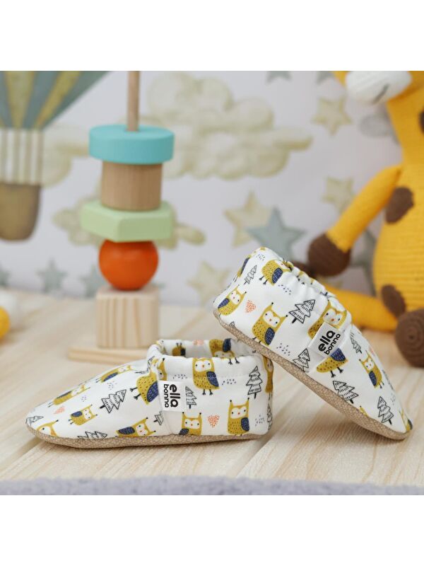 Desenli Bebek Patiği, Kaydırmaz Taban, Ev Kreş Ayakkabısı Panduf - Görsel 8