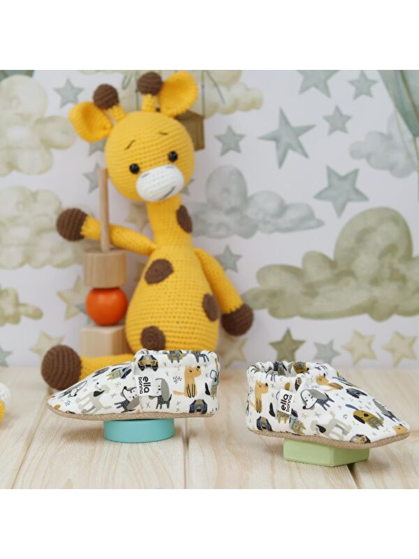 Desenli Bebek Patiği, Kaydırmaz Taban, Ev Kreş Ayakkabısı Panduf - Görsel 6