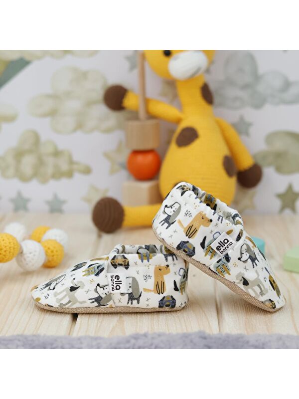 Desenli Bebek Patiği, Kaydırmaz Taban, Ev Kreş Ayakkabısı Panduf - Görsel 8