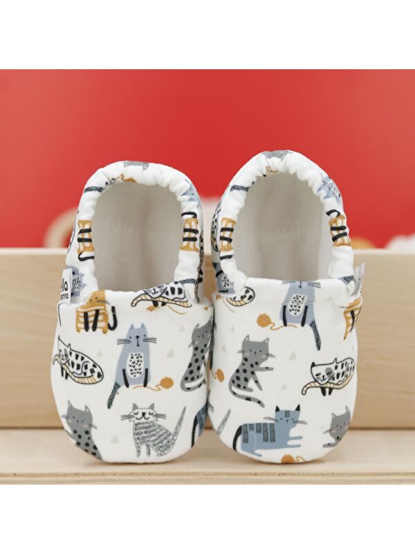 Desenli Bebek Patiği, Kaydırmaz Taban, Ev Kreş Ayakkabısı Panduf - Görsel 5