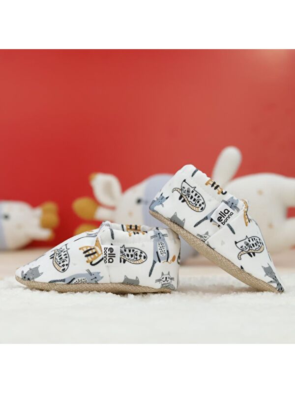 Desenli Bebek Patiği, Kaydırmaz Taban, Ev Kreş Ayakkabısı Panduf - Görsel 8