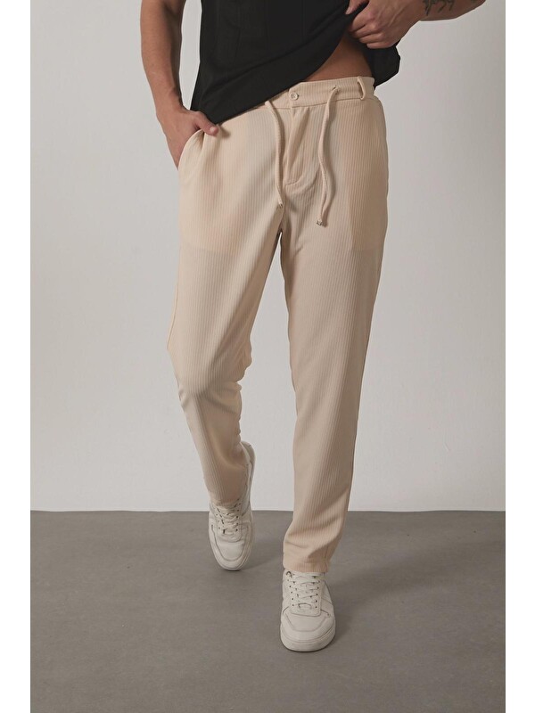 Oksit Durry Slim Fit Çizgi Desenli Beli Lastikli Erkek Jogger Pantolon