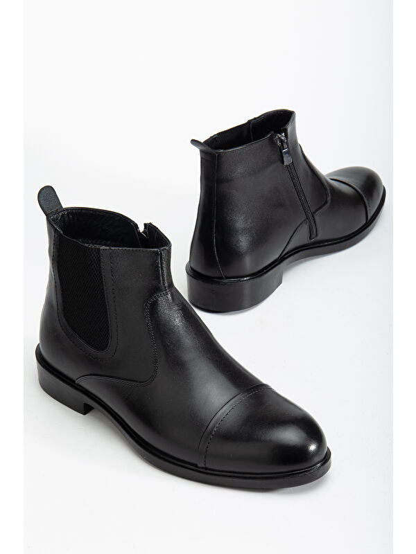 D2161 Hakiki Deri Içi Kürklü Fermuarlı Soğuk Geçirmez Erkek Bot - Görsel 3