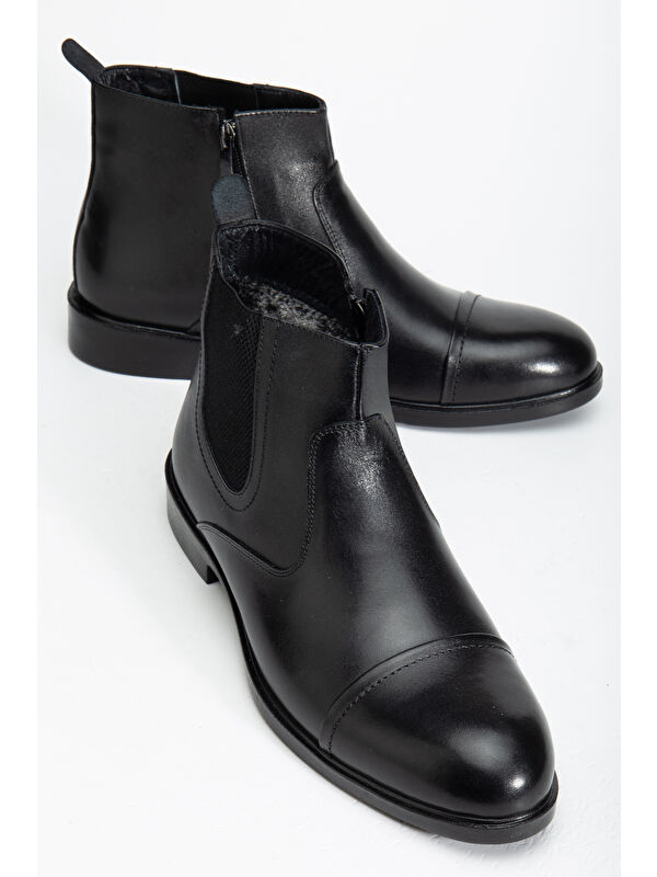 D2161 Hakiki Deri Içi Kürklü Fermuarlı Soğuk Geçirmez Erkek Bot - Görsel 4