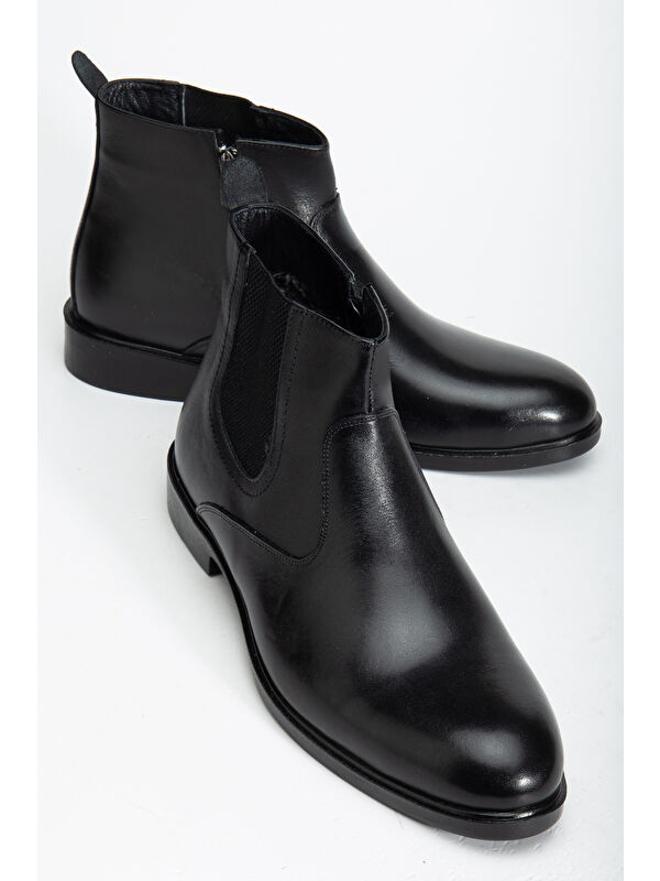 D2145 Hakiki Deri Içi Kürklü Fermuarlı Soğuk Geçirmez Erkek Bot - Görsel 2