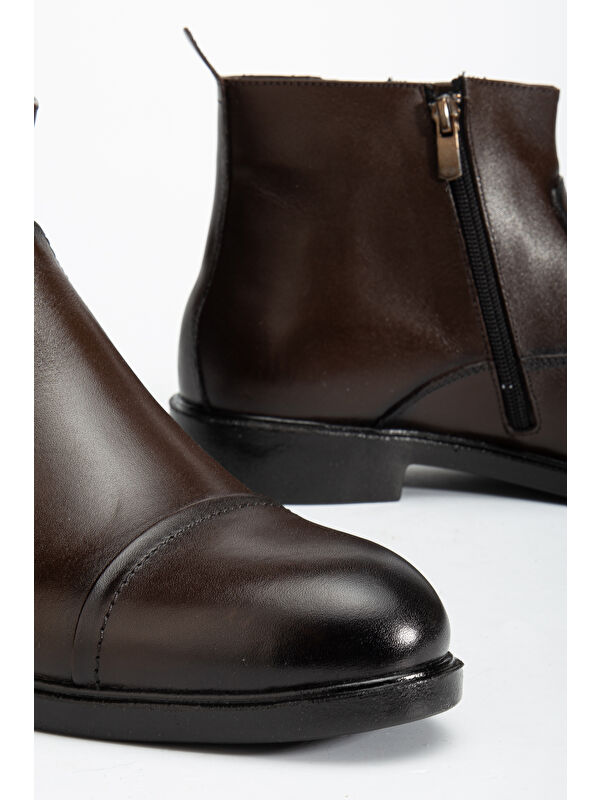 D2161 Hakiki Deri Içi Kürklü Fermuarlı Soğuk Geçirmez Erkek Bot - Görsel 5