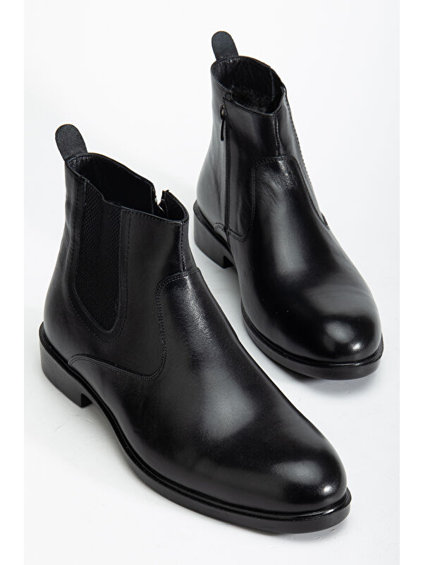 D2145 Hakiki Deri Içi Kürklü Fermuarlı Soğuk Geçirmez Erkek Bot - Görsel 4