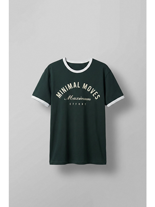 Abluka Online Erkek Regular Fit Kontrast Detaylı T-Shirt Koyu Yeşil