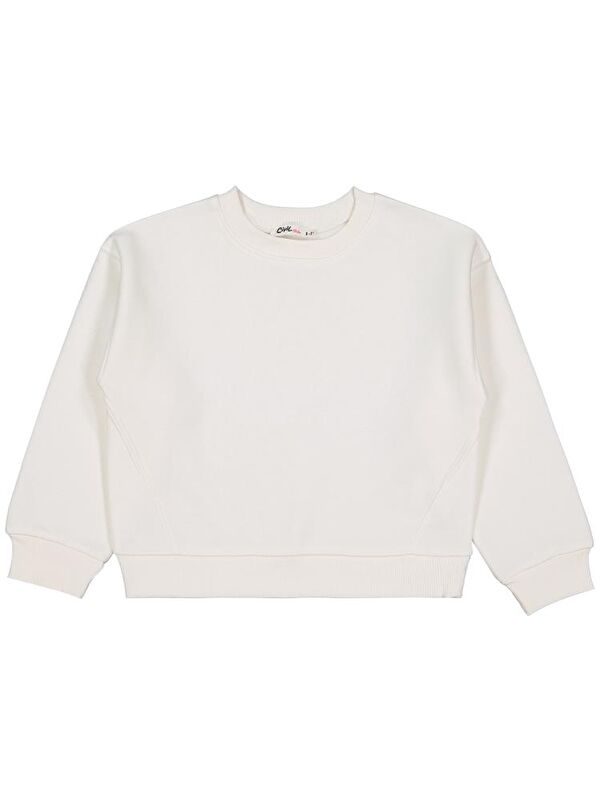 Civil Girls Düz 6-9 Yaş Sweatshirt - Ekru 8-9 Yaş