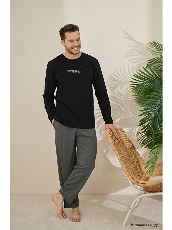 Formo Erkek %100 Pamuk Uzun Kollu Baskılı Kaliteli Pijama Takımı