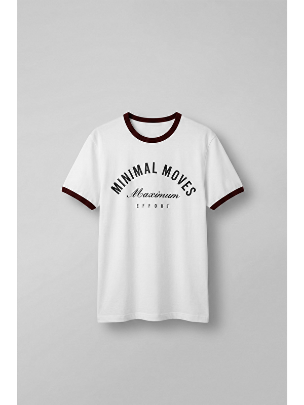 Abluka Online Erkek Regular Fit Kontrast Detaylı T-Shirt Ekru