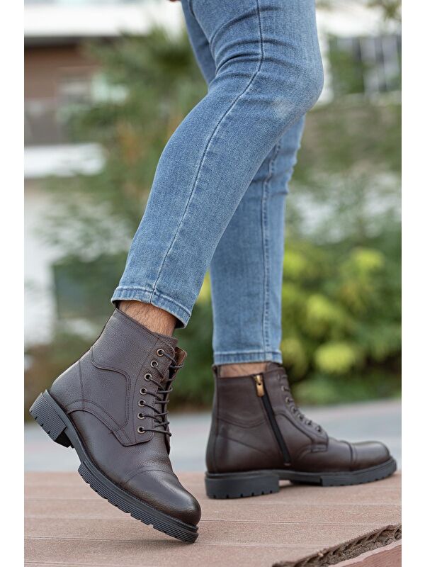 D4002 Hakiki Deri Soğuk Geçiremez Kışlık Erkek Bot - Görsel 3