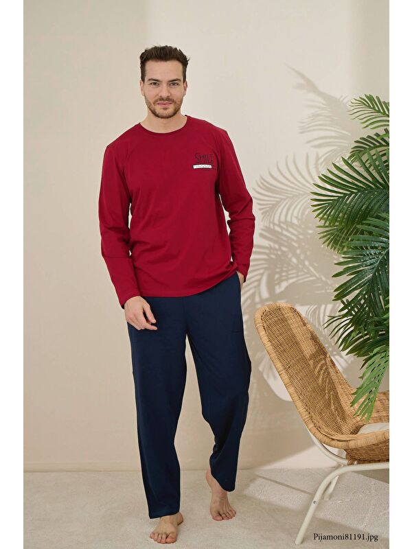 Formo Erkek %100 Pamuk Uzun Kollu Baskılı Kaliteli Pijama Takımı