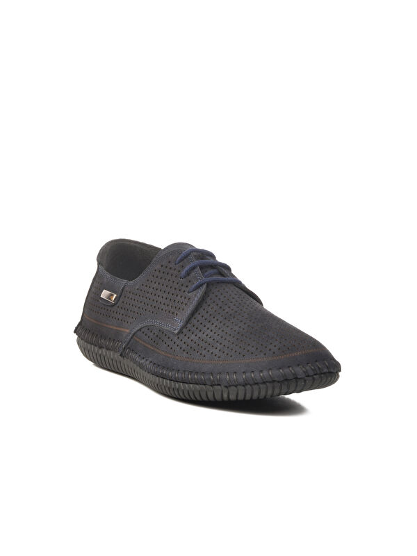 Lacivert Nubuk Hakiki Deri Ortopedik Erkek Casual Ayakkabı 2Y1039 M - Görsel 4