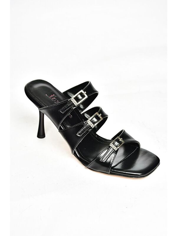 S5182004 Siyah Kadın Topuklu Terlik - Görsel 2