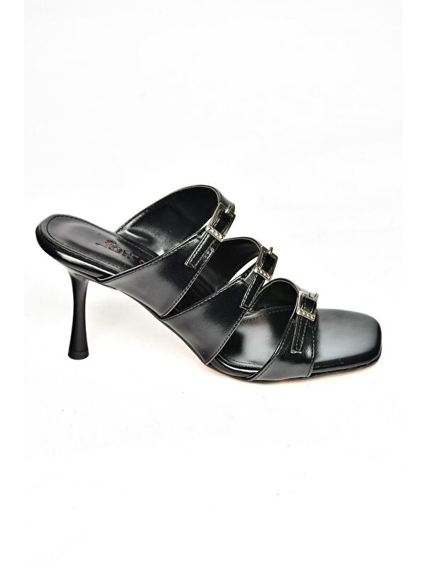 S5182004 Siyah Kadın Topuklu Terlik - Görsel 3