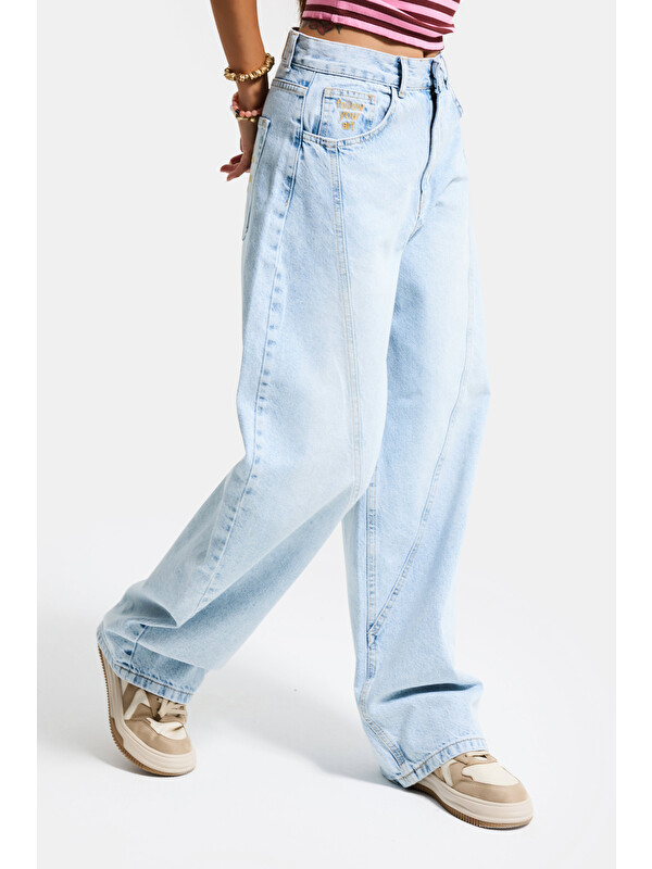 It's Basic Kadın Ice 4s6-3 Balon Fit Cep Nakışlı Özel Tasarım Denim Jean