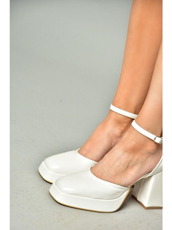 S2820303 Beyaz Kadın Topuklu Ayakkabı - Görsel 3