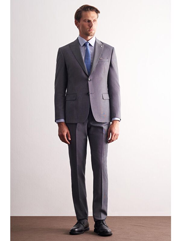 İMZA Füme Kırlangıç Yaka  Esnek Bel Slim Fit 6 Drop Takım Elbise 1001255168