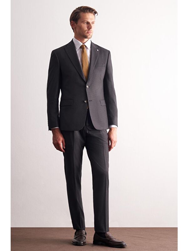 İMZA Antrasit Kırlangıç Yaka  Esnek Bel Slim Fit 6 Drop Takım Elbise 1001255167