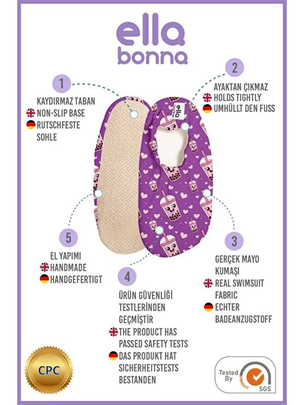 Kaydırmaz Taban, Unisex Bebek, Çocuk Deniz Ayakkabısı, Havuz Patiği, Dinozor - Görsel 4