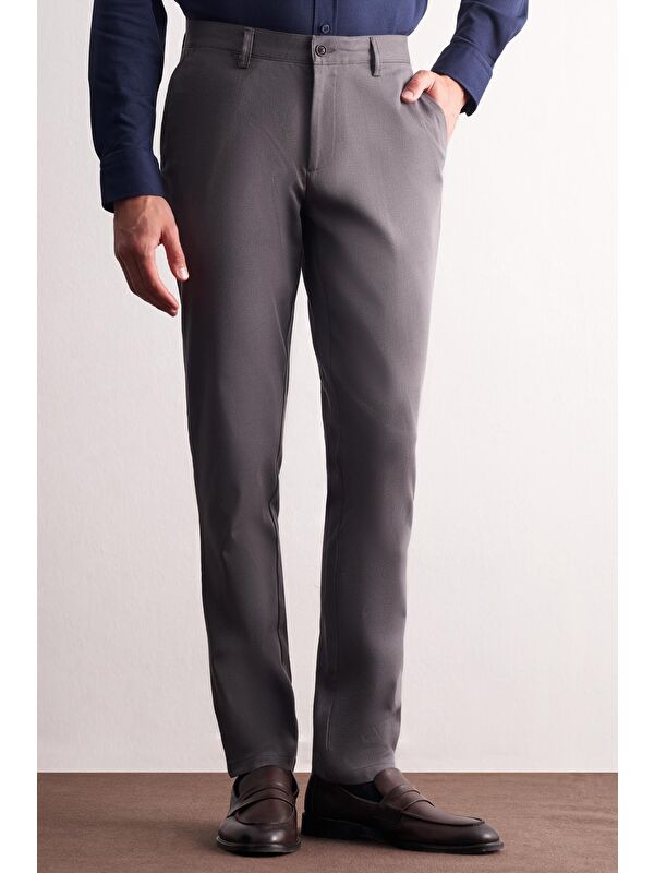 İMZA Antrasit Yan Cep Düz Paça Pamuklu Comfort Fit Chino Casual Pantolon 1003255166