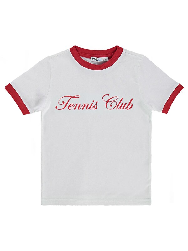 Civil Boys Tennis Club Baskılı 10-13 Yaş Tişört - Kırmızı