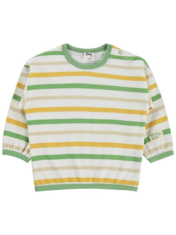 Civil Baby Çizgili 3-18 Ay Sweatshirt - Ekru