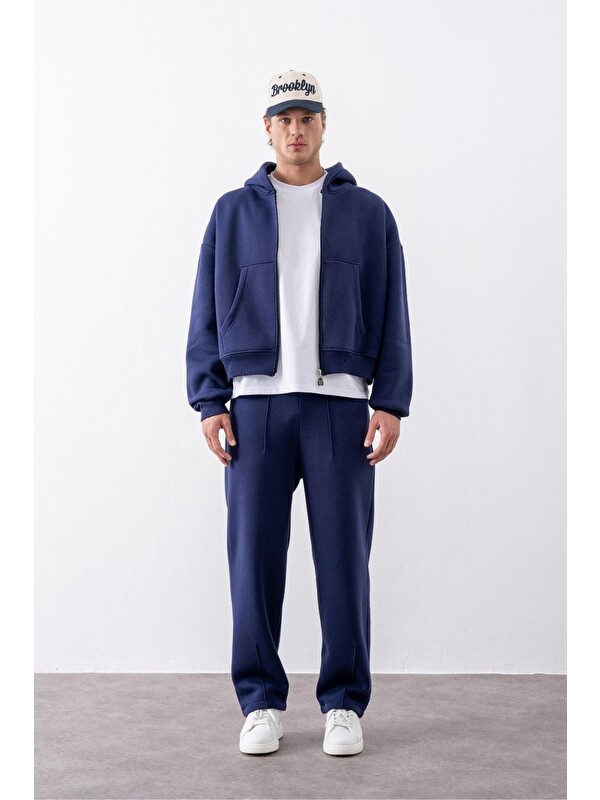 gothamVibes Erkek Baggy Chill Lacivert Eşofman Altı