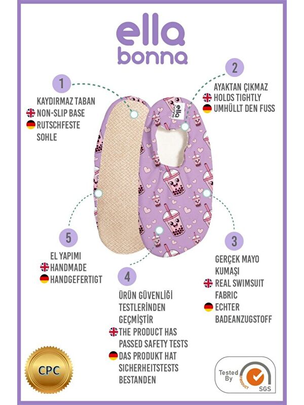 Kaydırmaz Taban, Unisex Bebek, Çocuk Deniz Ayakkabısı, Havuz Patiği, Dinozor - Görsel 4