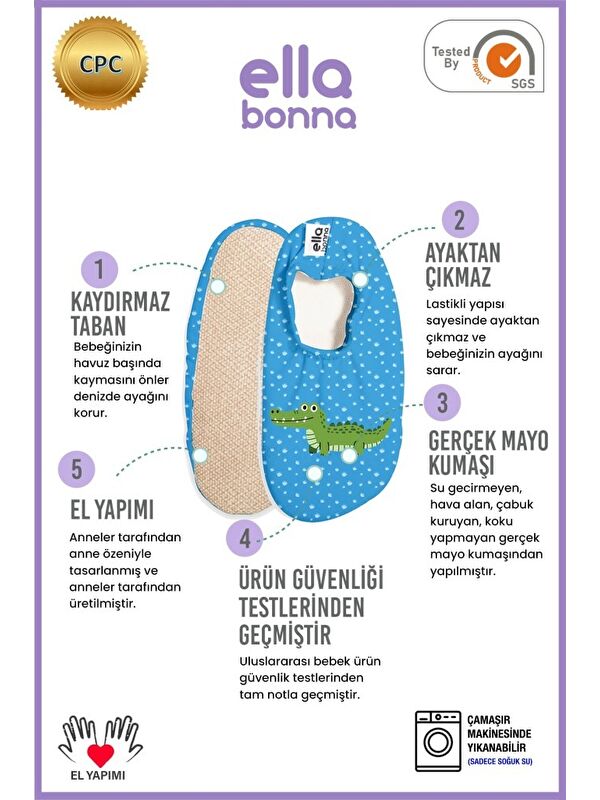 Kaydırmaz Taban, Unisex Bebek, Çocuk Deniz Ayakkabısı, Havuz Patiği, Dinozor - Görsel 4