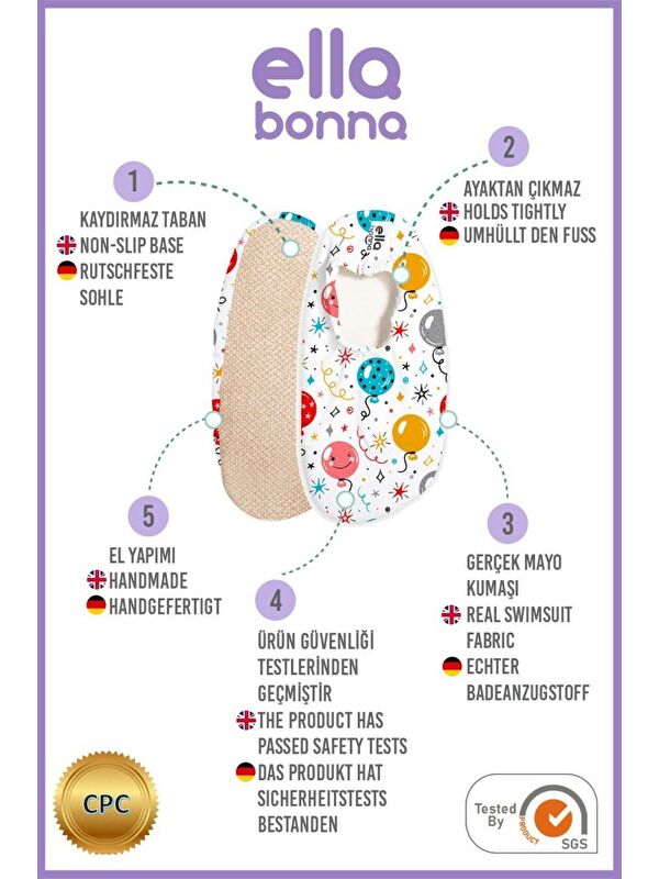 Kaydırmaz Taban, Unisex Bebek, Çocuk Deniz Ayakkabısı, Havuz Patiği, Dinozor - Görsel 4