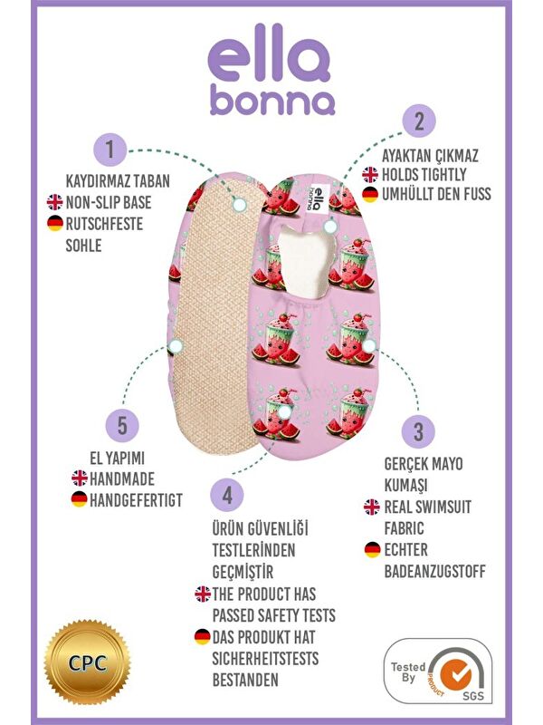 Kaydırmaz Taban, Unisex Bebek, Çocuk Deniz Ayakkabısı, Havuz Patiği, Dinozor - Görsel 4