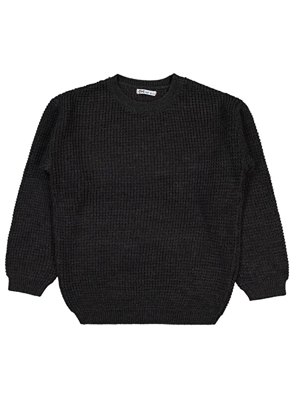 Civil Boys Waffle Örgülü 10-13 Yaş Kazak - Gri