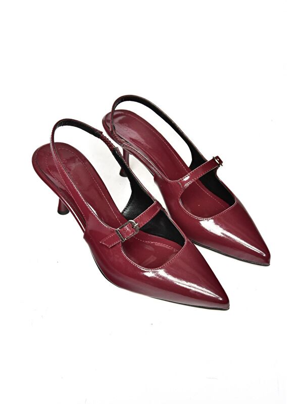 S4042006 Bordo Kadın Topuklu Ayakkabı - Görsel 4