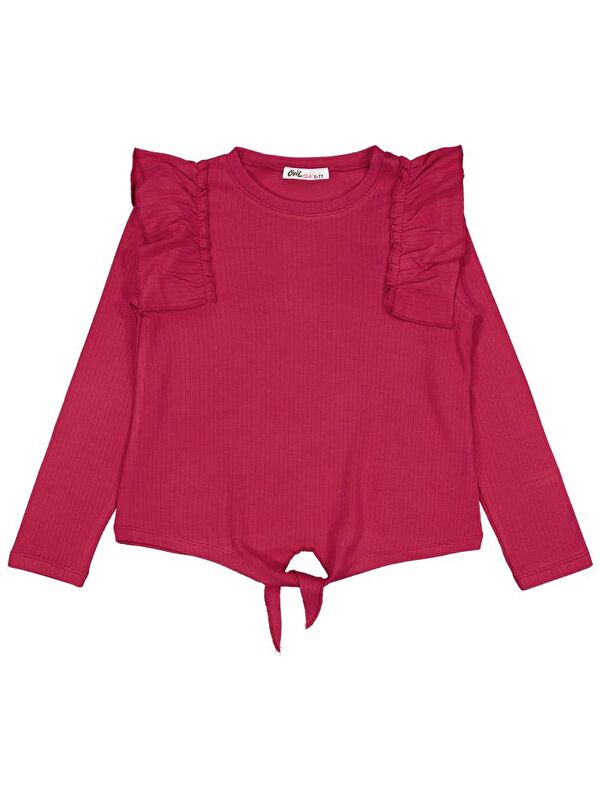Civil Girls Omuz Fırfırlı 6-9 Yaş Sweatshirt - Kırmızı 8-9 Yaş