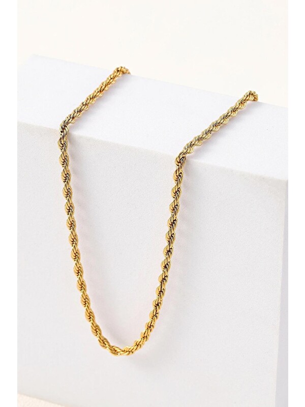 New Obsessions Altın Kaplama Vintage Burgu Zincir Kolye