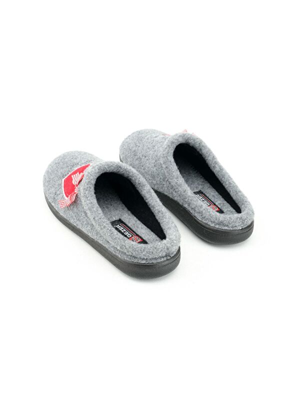 Kışlık Kadın Ev Bahçe Comfort Taban Nakışlı Kalp Desenli Keçe Terlik - Görsel 10