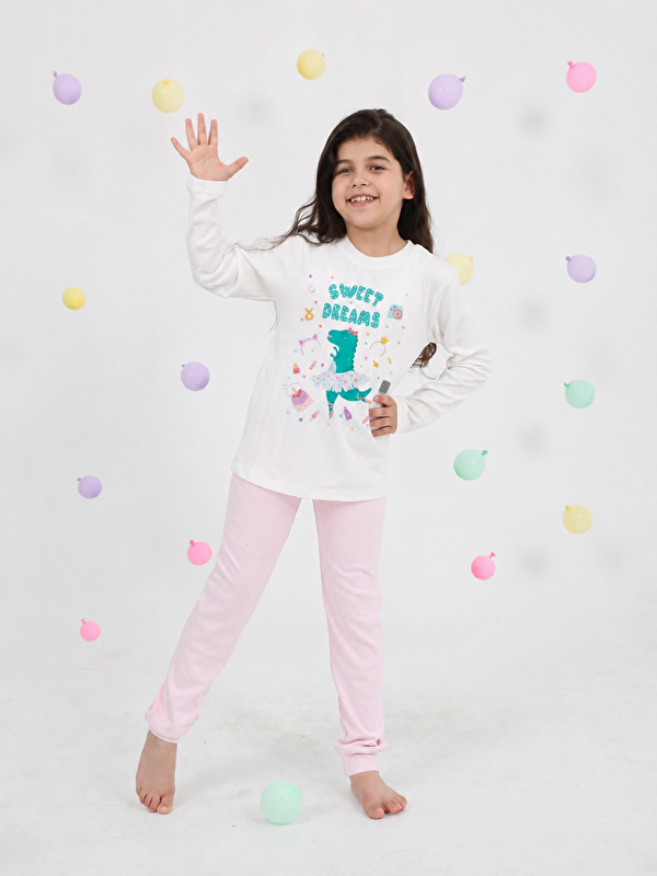 Luggi Baby Bisiklet Yaka Uzun Kollu Kız Çocuk Pijama Takımı