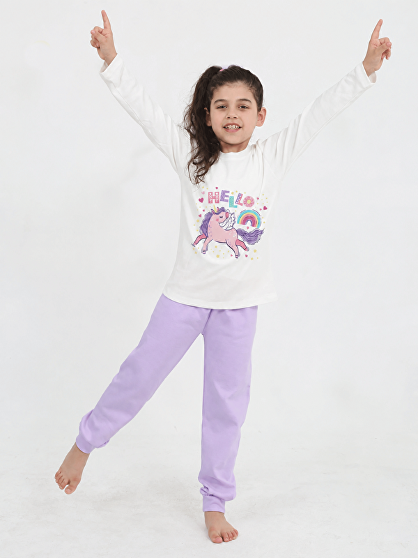 Luggi Baby Bisiklet Yaka Uzun Kollu Kız Çocuk Pijama Takımı