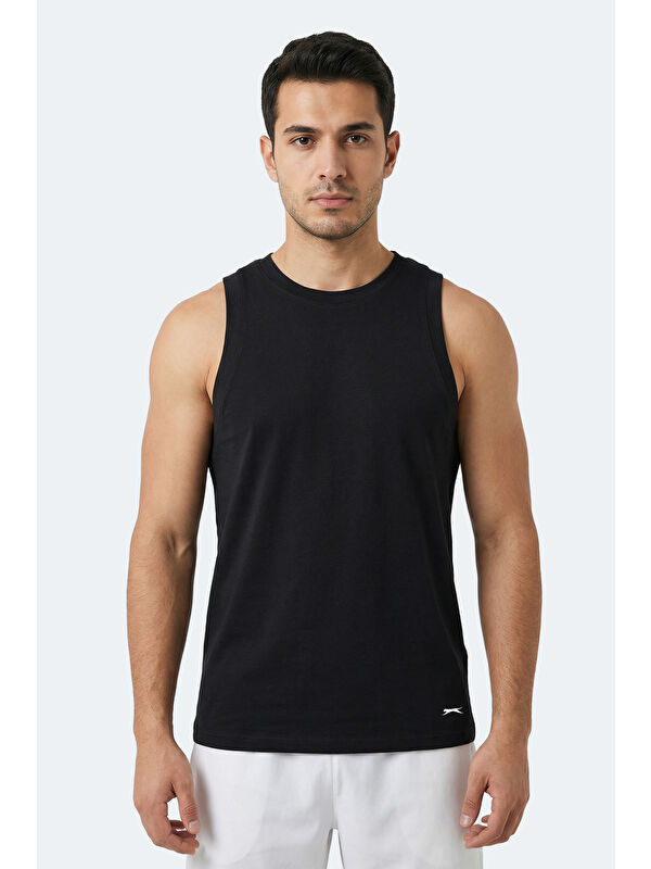 SLAZENGER KULAP Erkek Kolsuz Siyah Tişört