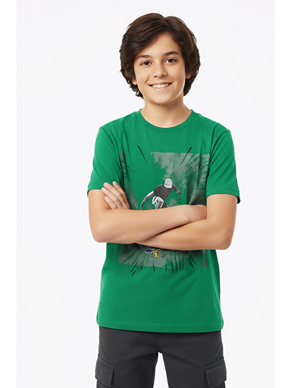 Modanino Erkek Çocuk %100 Pamuk T-Shirt-KayKay Baskılı-12-16 Yaş 12526
