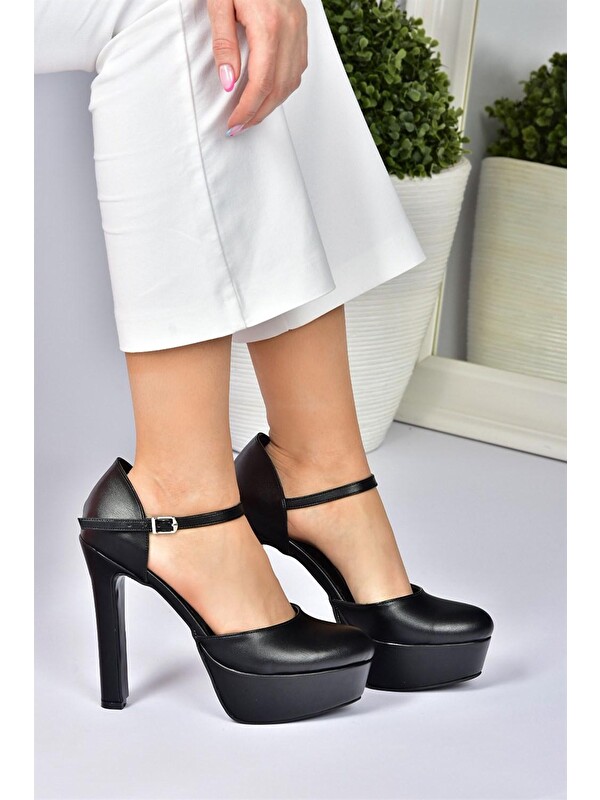 Fox Shoes Siyah Platform Kalın Yüksek Topuklu Kadın Ayakkabı M246002109