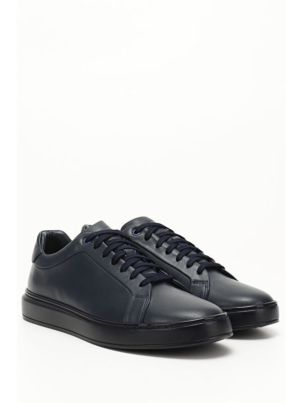 İNDİGO LACİVERT Platinum Hakiki Deri Bağcıklı Erkek Günlük Sneaker 31641 - Görsel 3